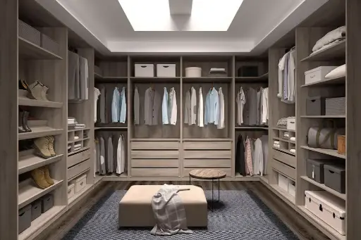 Vestidor sin puertas en U