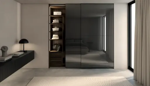 Armario de puertas correderas con espejo