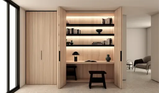 Armario con puertas plegables escritorio