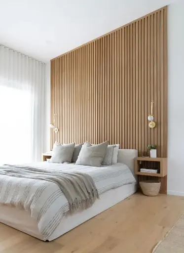 Cabecero con panel de madera